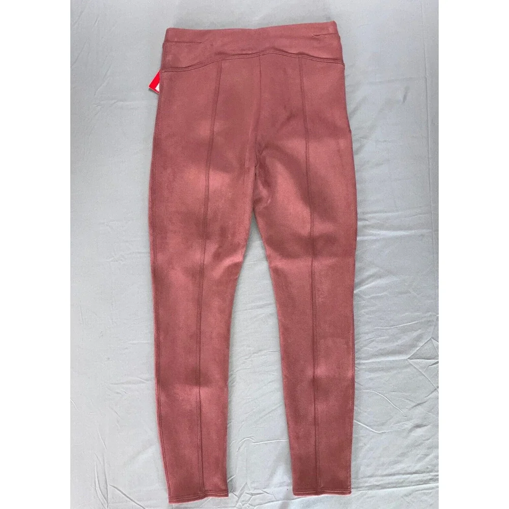 Spanx Faux Suede Pull On Leggings In Rich Rose. Women's Size XSP, NWT!! - Picture 4 of 5